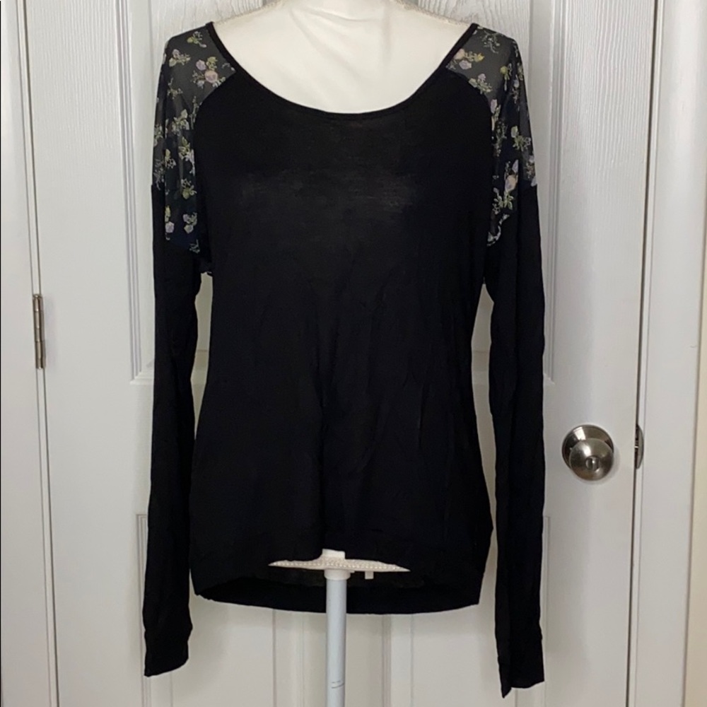 Black Long Sleeve Floral Shirt